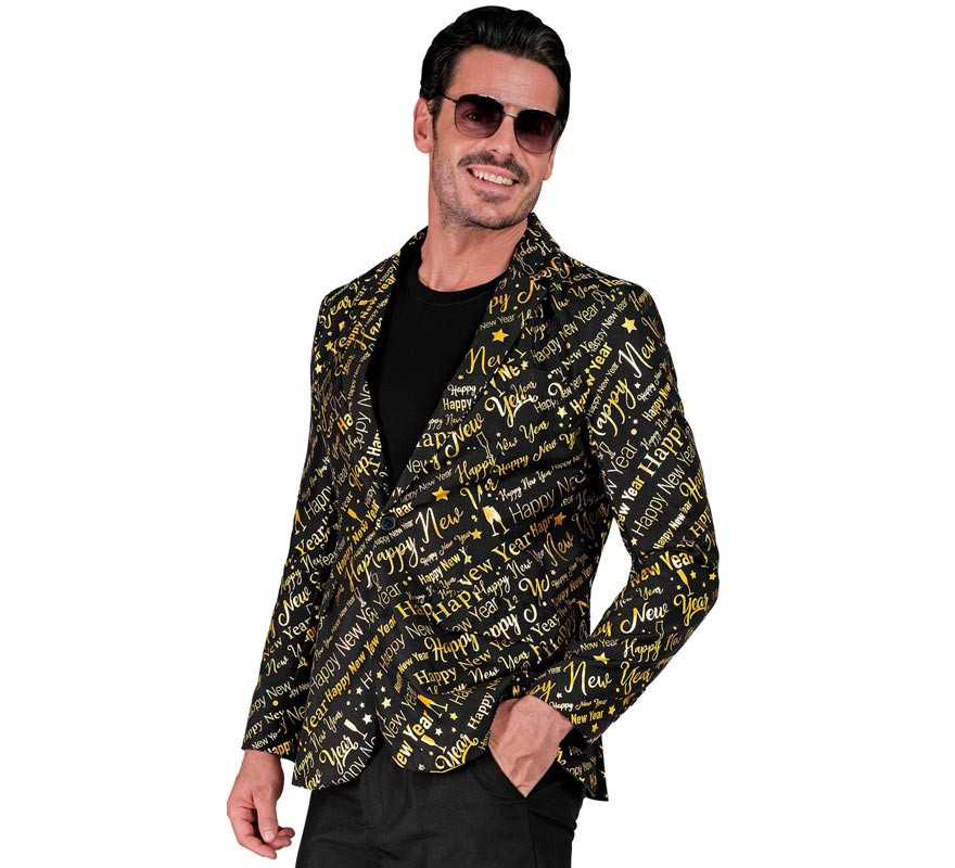 Black and gold Happy New Year jacket for men