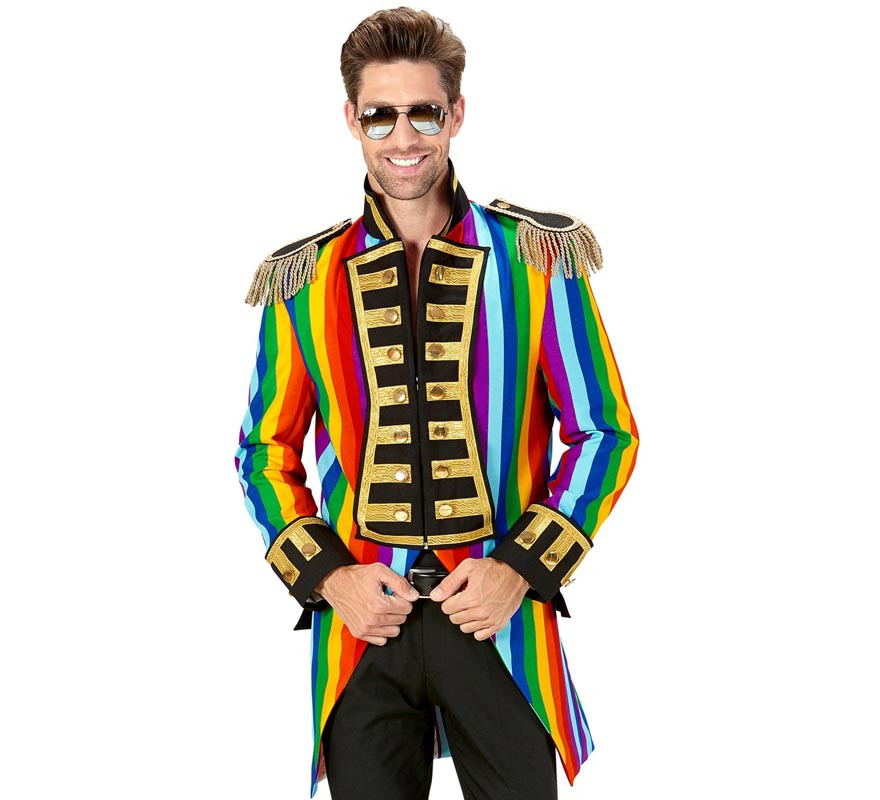 Striped rainbow costume or tailcoat for men