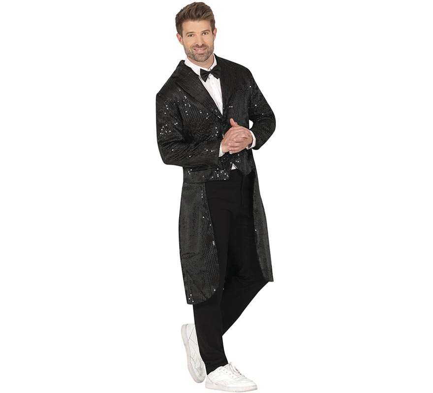 Costume o frac con paillettes nere per uomo