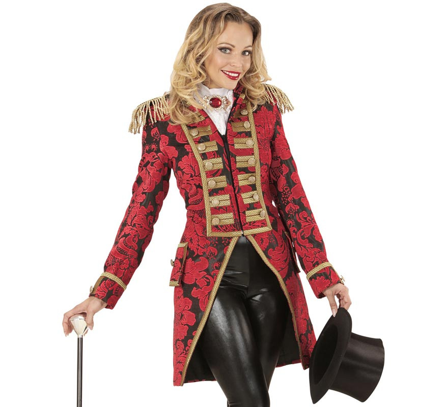 Red elegant Jacquard costume or tailcoat for women