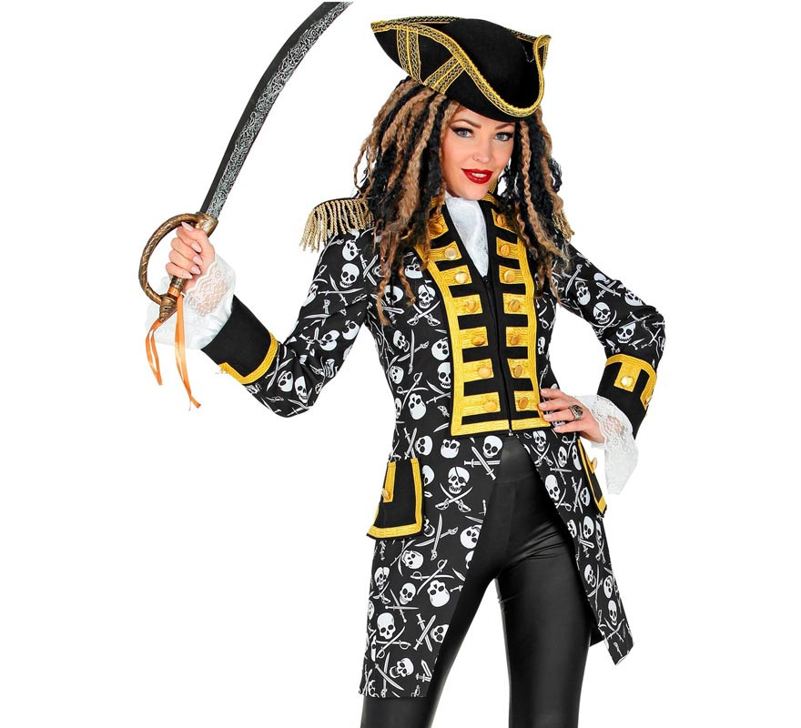 Dark skull pirate costume or tailcoat for women