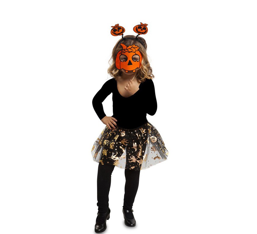 Disfraz o Kit Calabacita para niña: Diadema, Máscara y Tutú