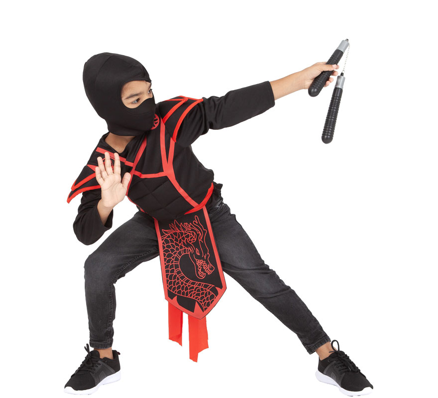 Ninja Costume or Kit for Kids: Top, Belt, Hood and Nunchakus