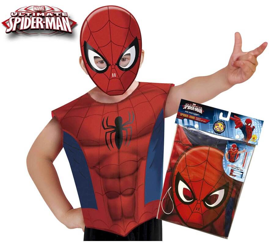 Disfraz Infantil De Spiderman Con Máscara Y Kit De Juguetes 
