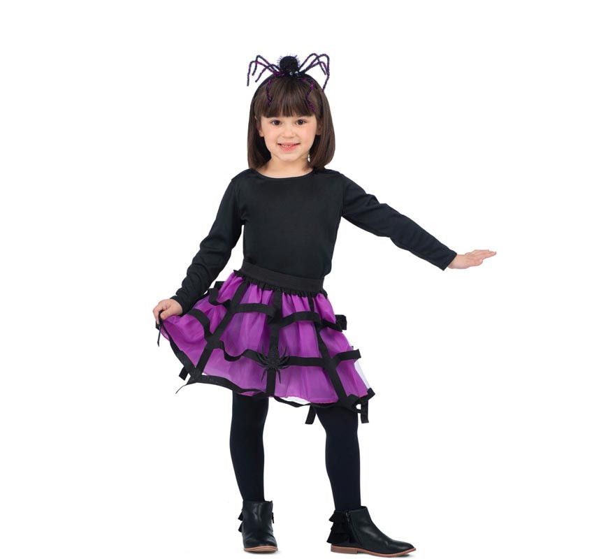 Costume ou kit tutu violet et bandeau araignée pour fille