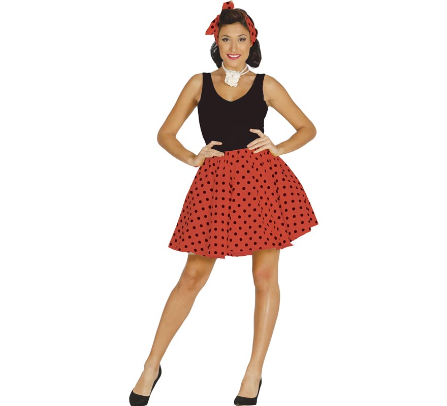 Costume O Kit Pin Up Rosso Anni 50 Per Donna Gonna E Fiocco