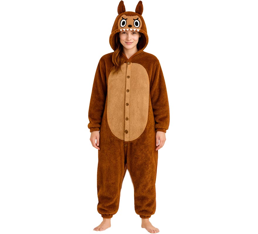 Disfraz o Pijama de Monstruo Lulú marrón para mujer