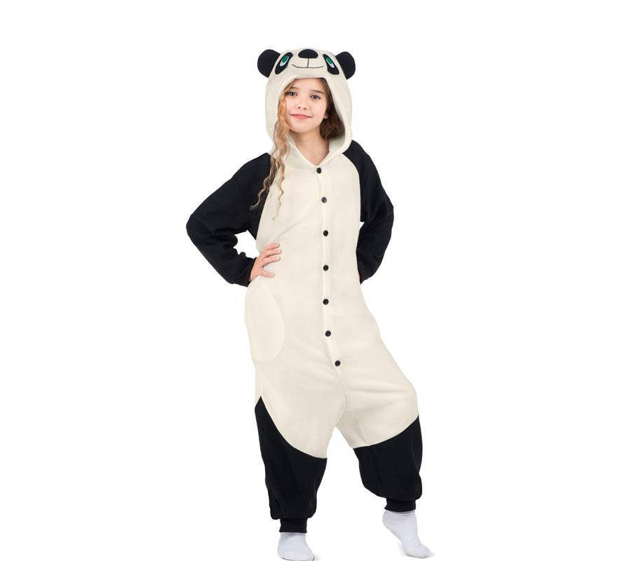 Panda Bear Costume or Pajamas with Hood for Children