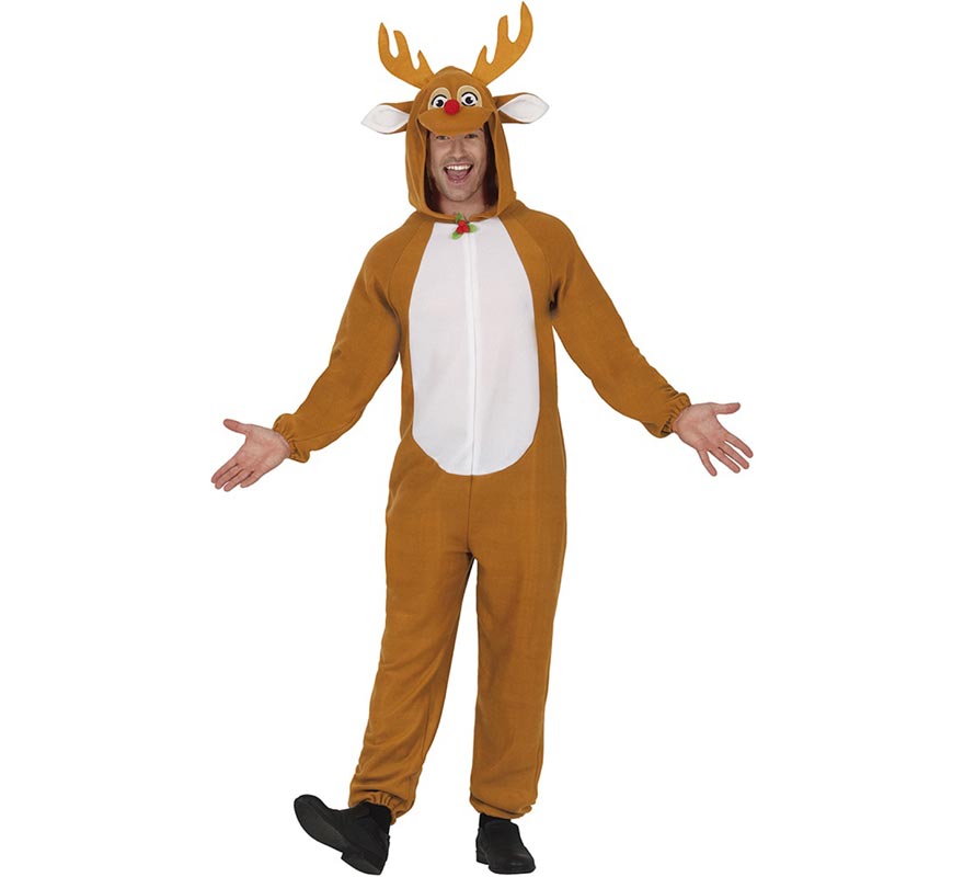 Adult Reindeer Costume or Pajamas with Hood and Antlers