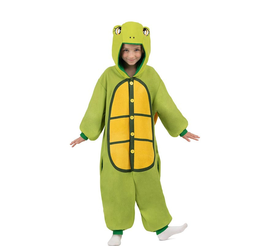 Turtle costume or pajamas with hood and tail for children