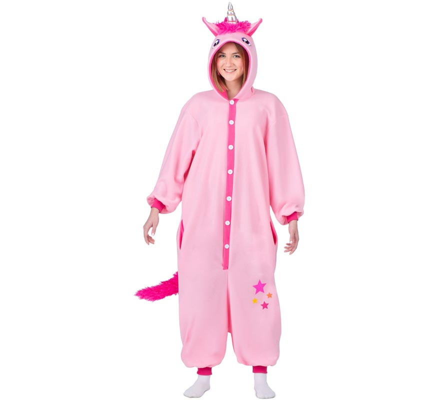 Pink Unicorn Costume or Pajamas with Hood for Adults