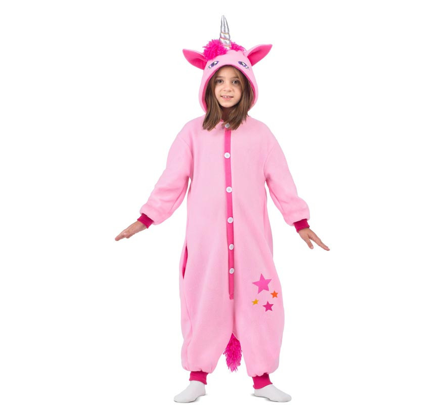 Pink Unicorn Costume or Pajamas with Hood for Children