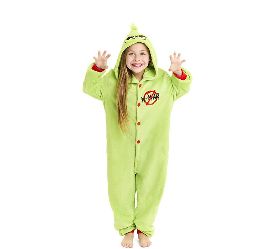 Green Christmas Elf Costume or Pajamas for Children