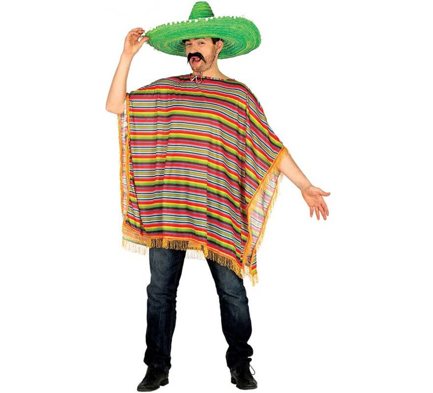 Disfraz o Poncho Mexicano multicolor para hombre