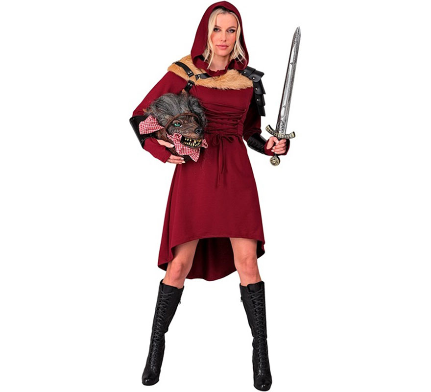 Red Medieval Costume or Dress with Hood for Women