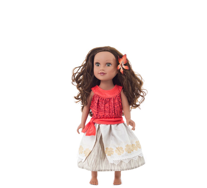 Disfraz o Vestido para muñeca de Princesa Polinesia con Flor