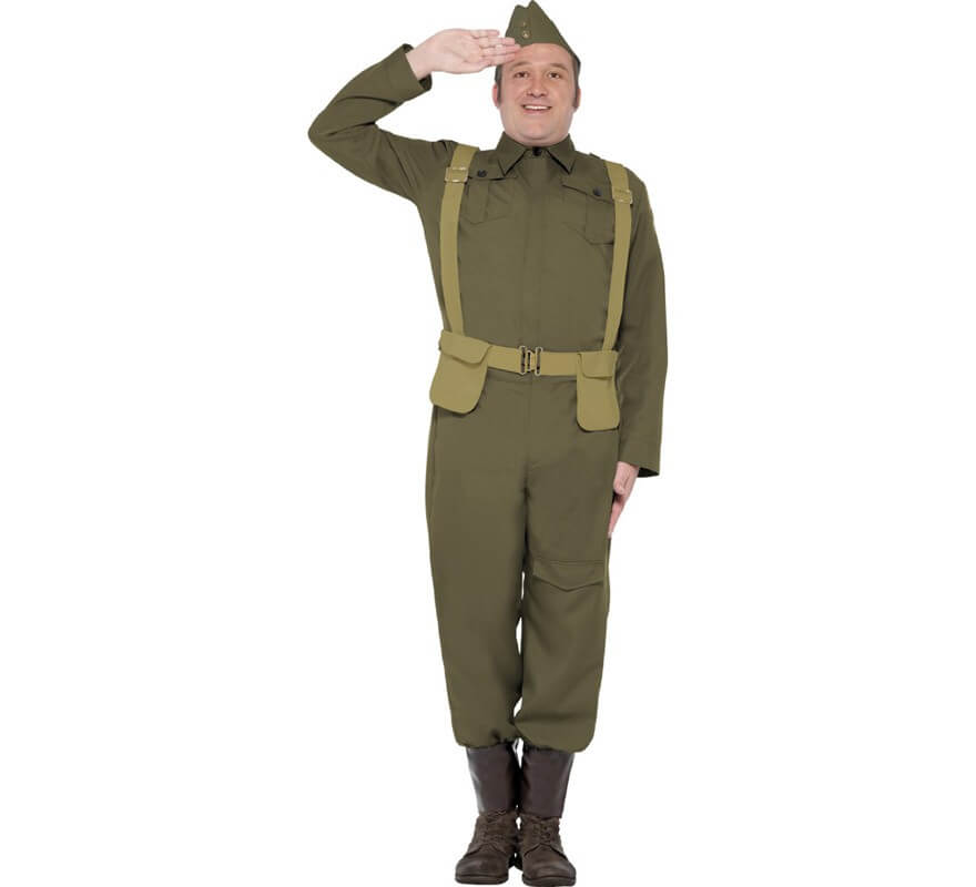 Disfraz de Militar verde Camuflado con Gorra para adulto