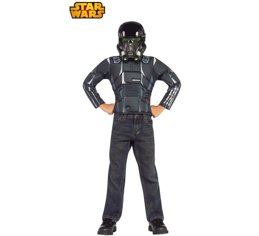 Disfraz Death Trooper Negro de Star Wars con máscara para niño en caja