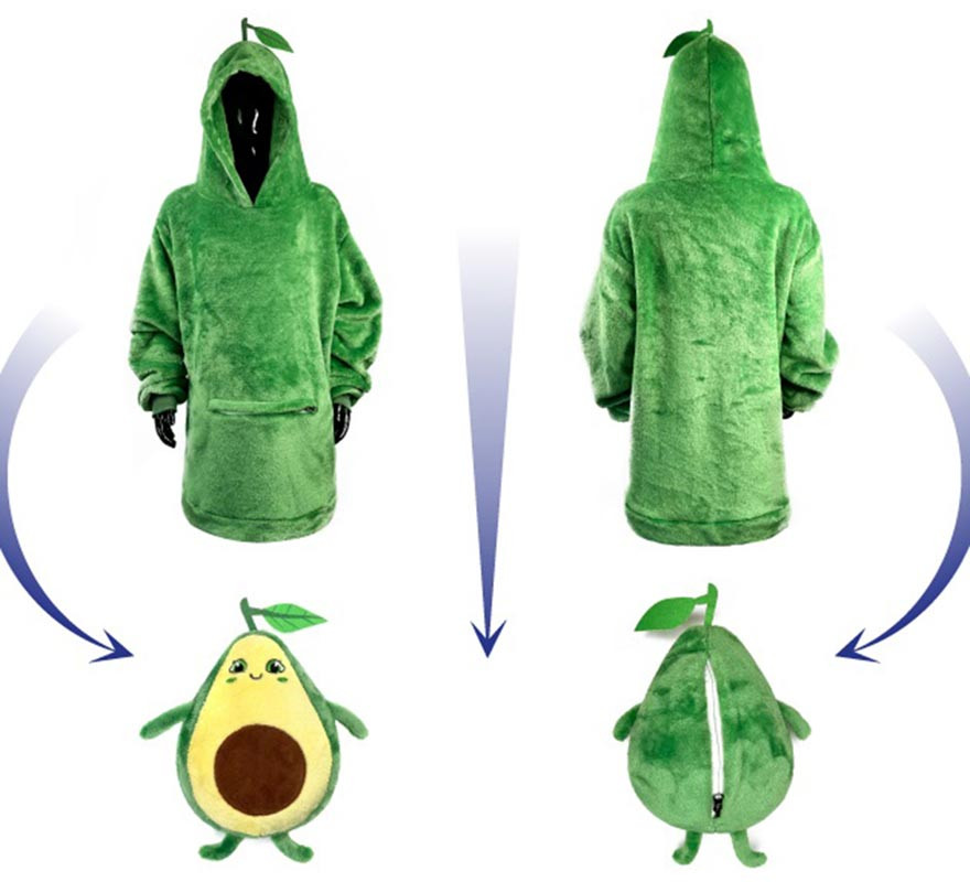Manta sudadera en peluche con capucha - Verde claro/Aguacates