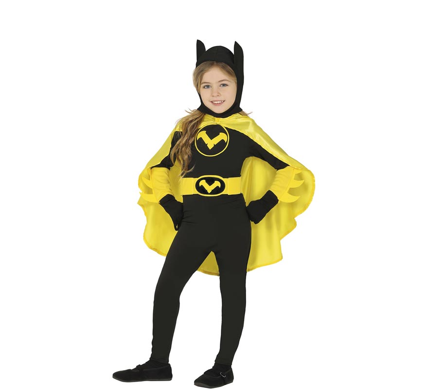 Black and Yellow Superheroine Costume for Girl