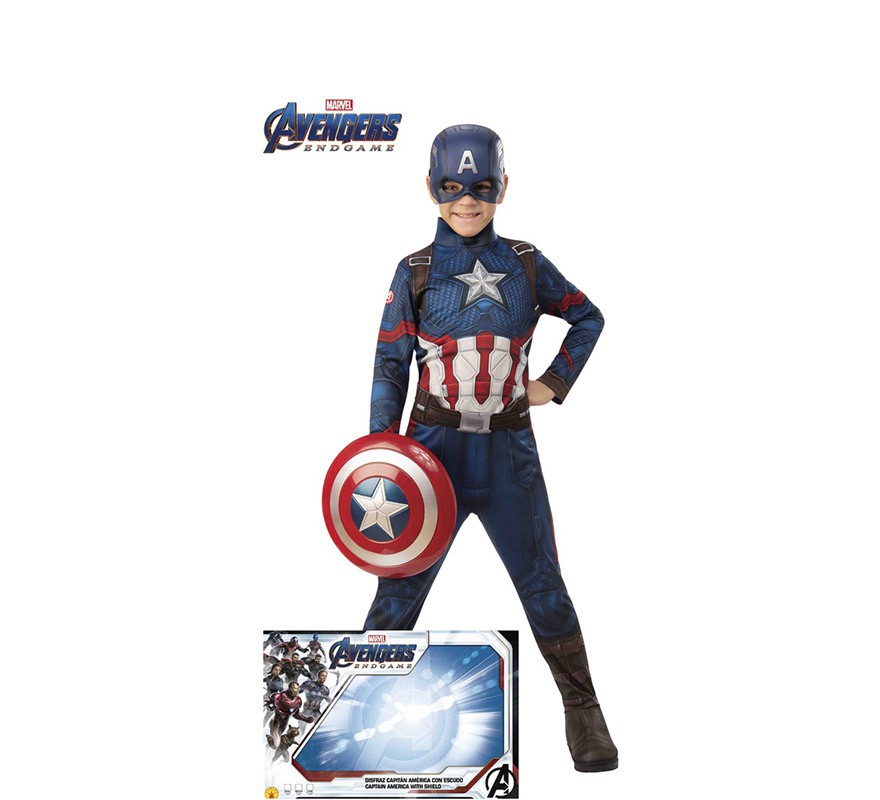 álbum nadie áspero Disfraz y Escudo de Capitán América para niño