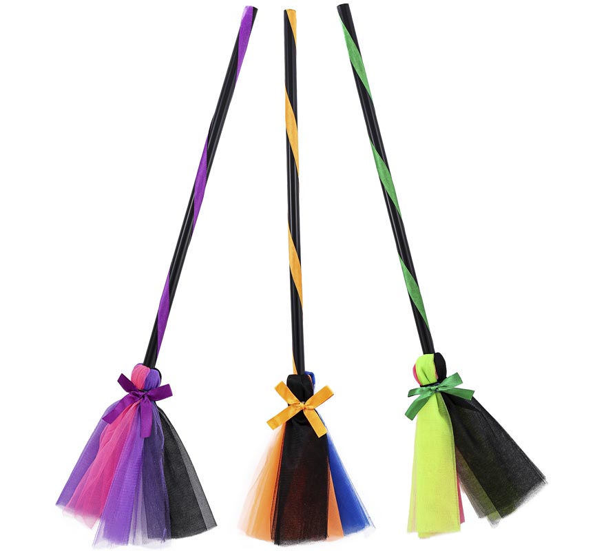 Tulle Witch's Broom 70 cm assorted colors