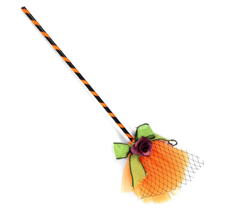 Orange Witch Broom with 40cm Tulle