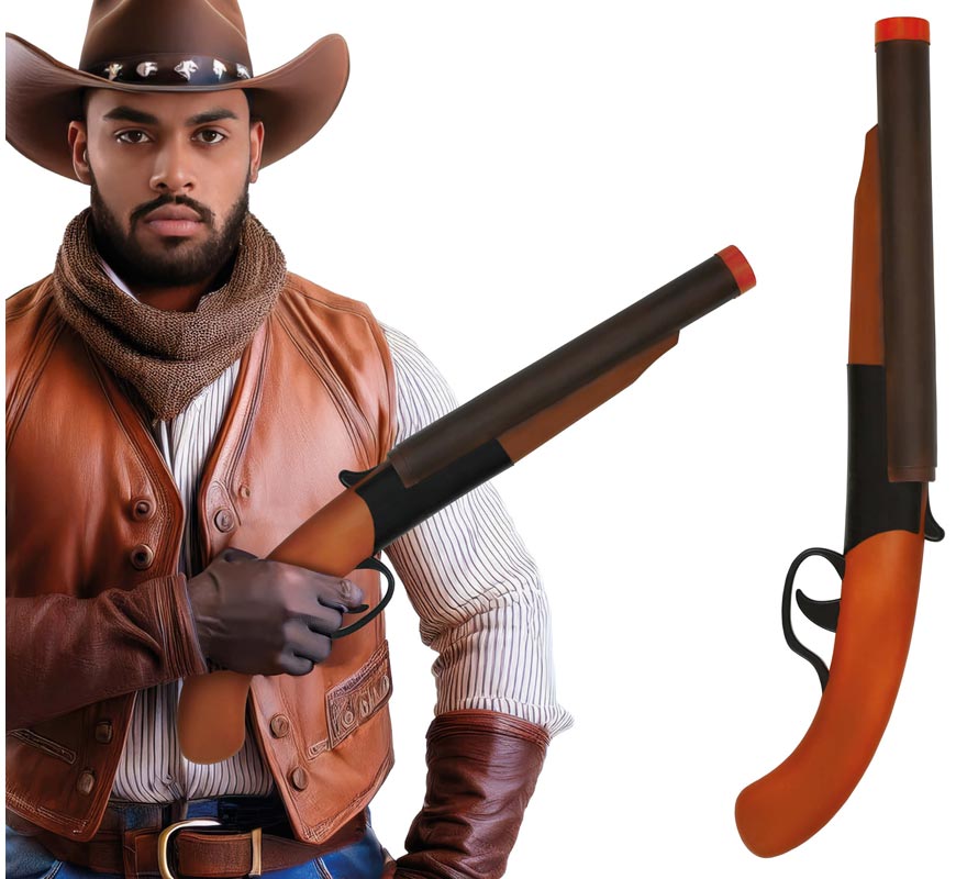 Escopeta con Retroceso de Vaquero de 50 cm de Plástico