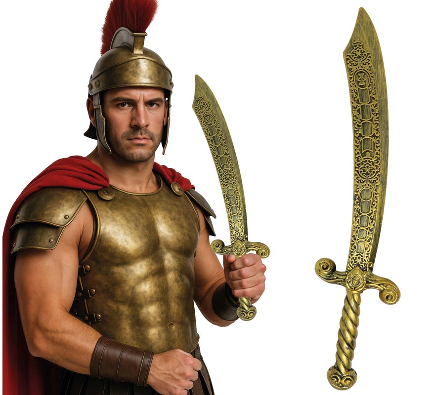 Espada Romana dorada de 55 cm de Plástico