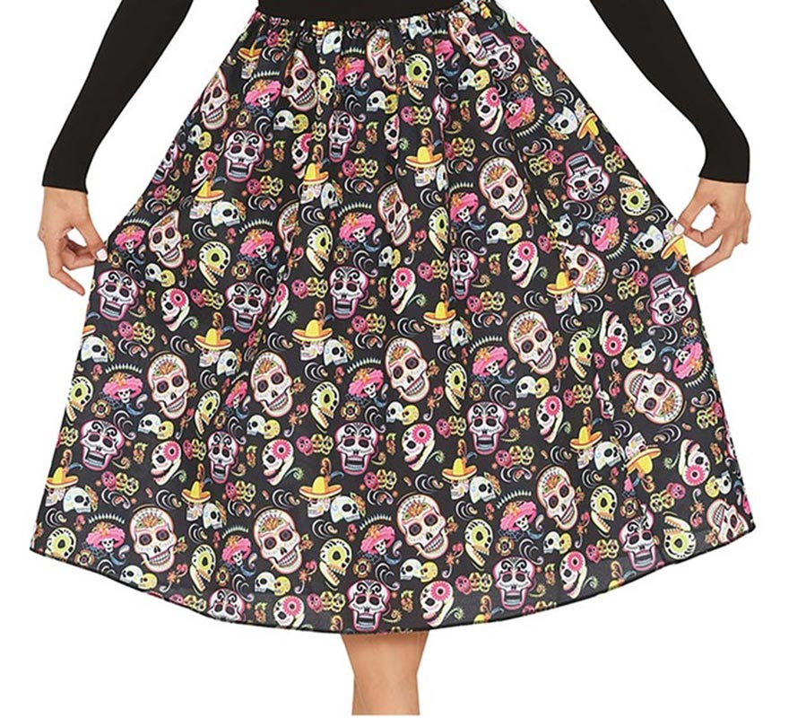 Catrina skirt with skulls