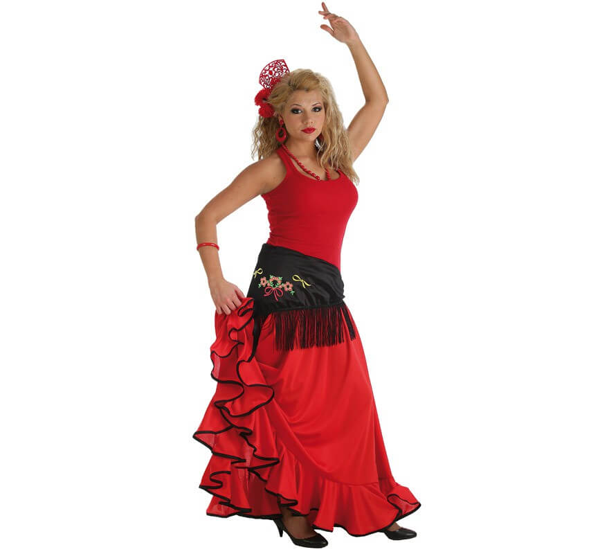 Falda Flamenca o Rociera roja para mujer