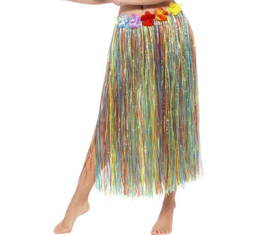 Falda Hawaiana en varios colores de 55 cm.