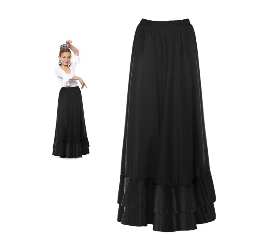 Body Sevillana Flamenca Pour Fille - Volants Noir Et Rouge - Manches Longues - 100% Polyester - Lavage Main