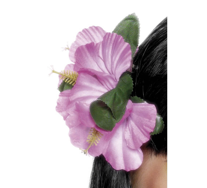 Flor Hawaiana rosa para el pelo con clip