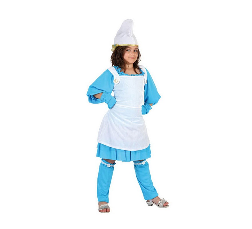 Disfraz de Enanita Azul para niñas de 7 a 9 años