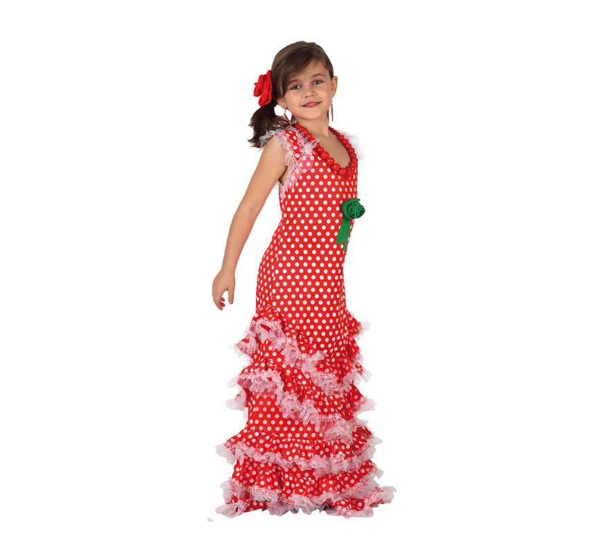 Disfraz de Sevillana Rojo para niñas