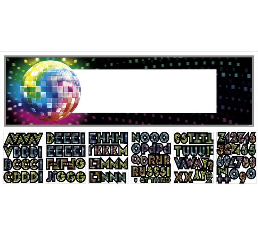 Banderín Gigante de Disco con 120 letras y números adhesivos