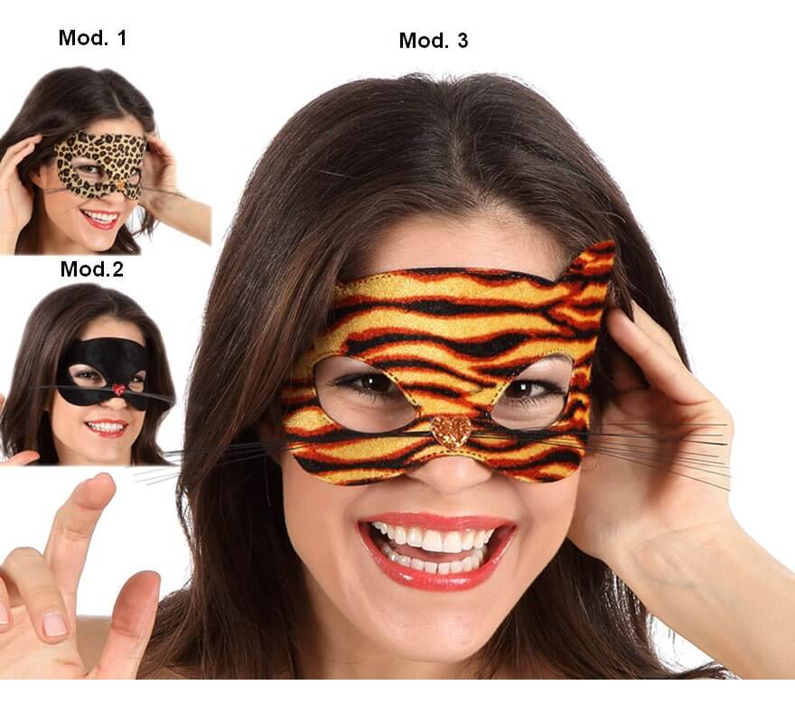 Image of Antifaz de Animal Felino 3 surtidos: Leopardo, Gato y Tigre 08422259124030