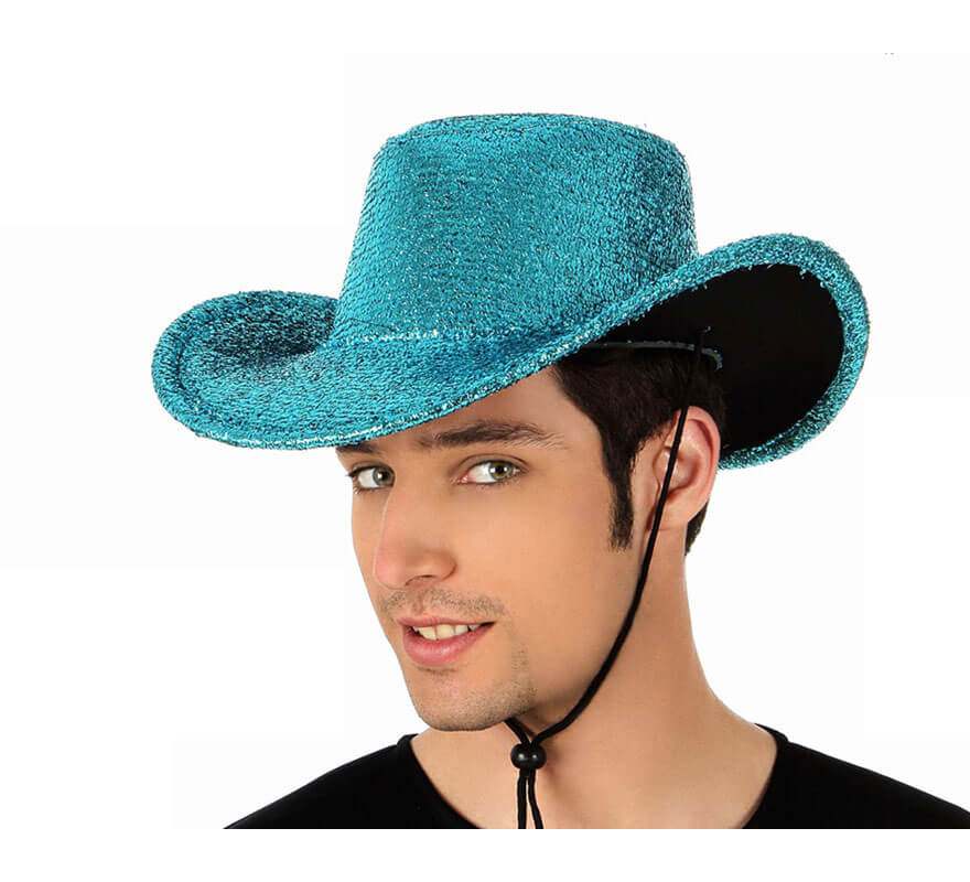 Sombrero de Cowboy o Vaquero azul brillante