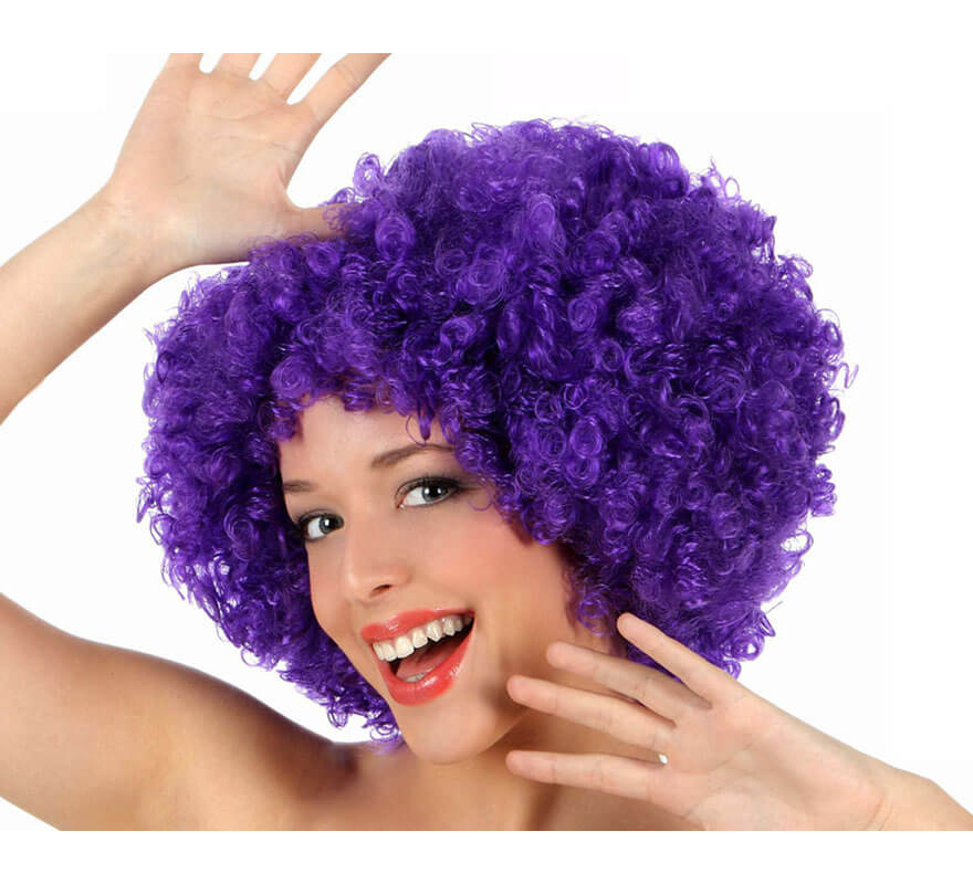 Peluca Afro púrpura de 35 cm