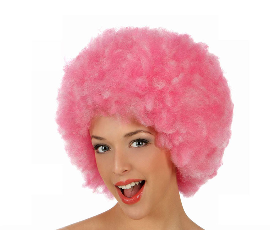 Peluca Afro de Hippie rosa de 40 cm