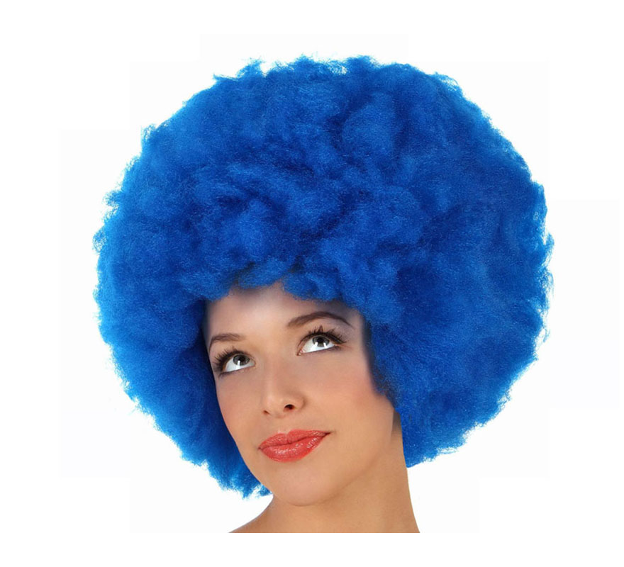 Peluca Afro de Hippie azul de 40 cm