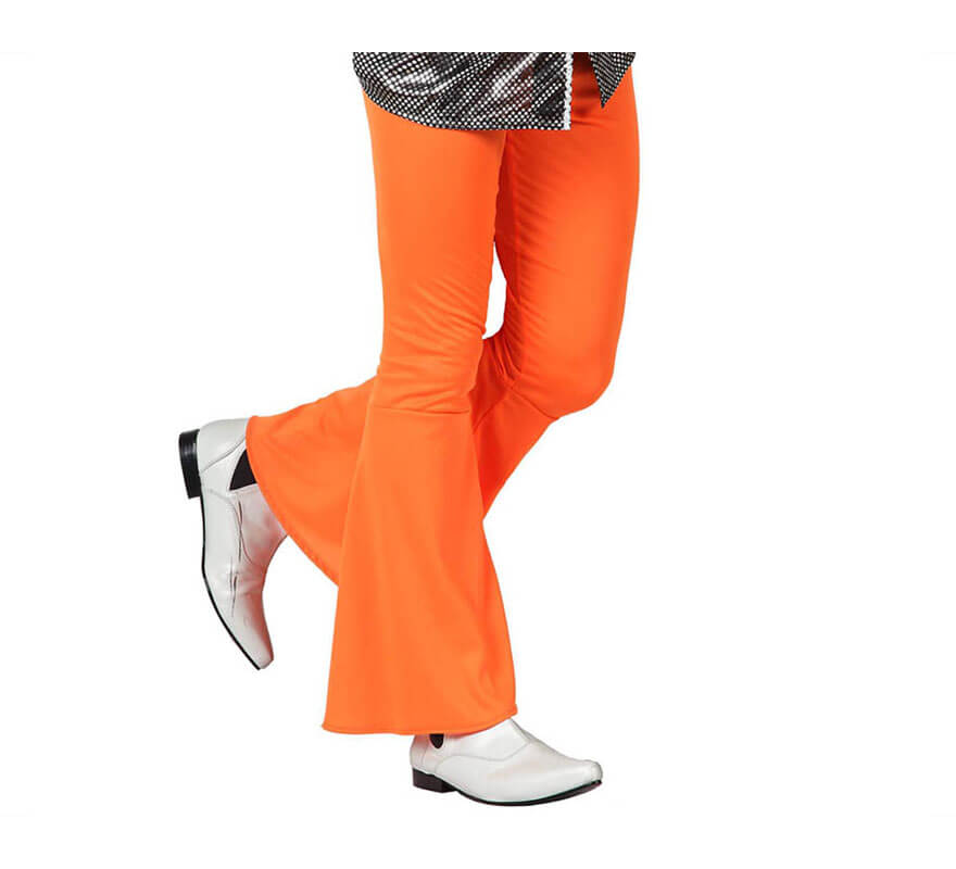 inlzdz Pantalón Retro de Los Años 70 para Hombre Brillante Pantalones Largos de Danza Disfraz Disco Campana Metálico Ropa Escénica 