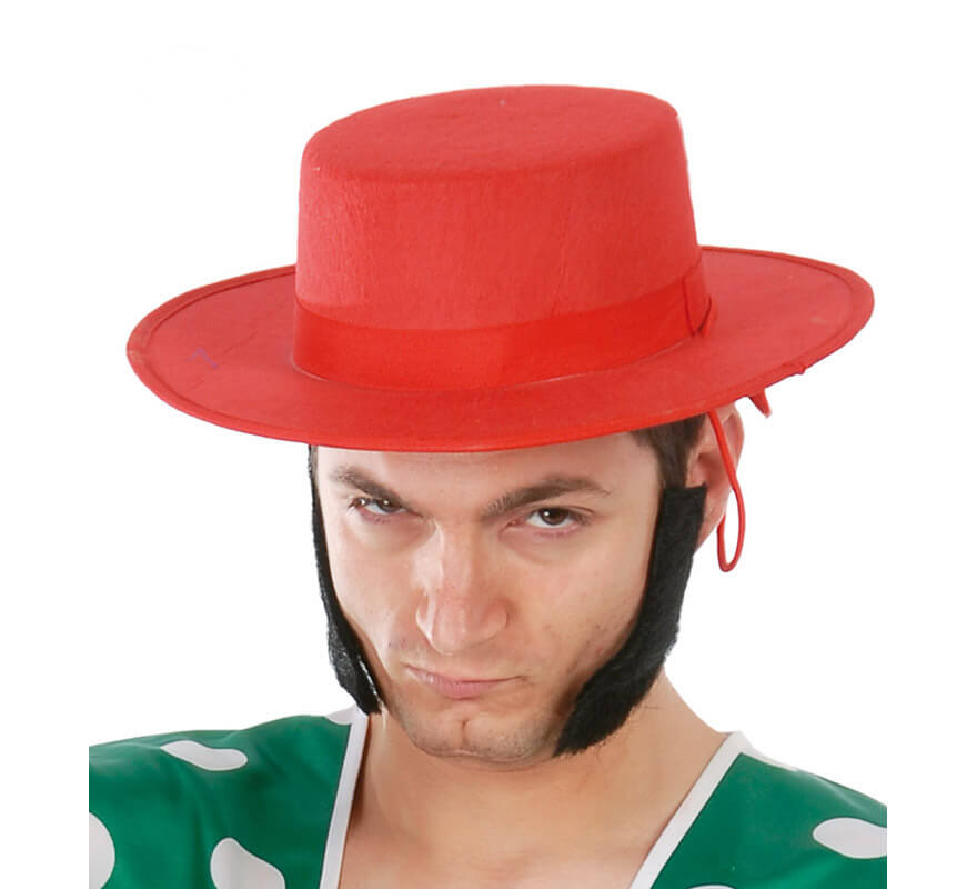 Ajustable terciopelo carga Sombrero Cordobés de fieltro rojo para Fiestas
