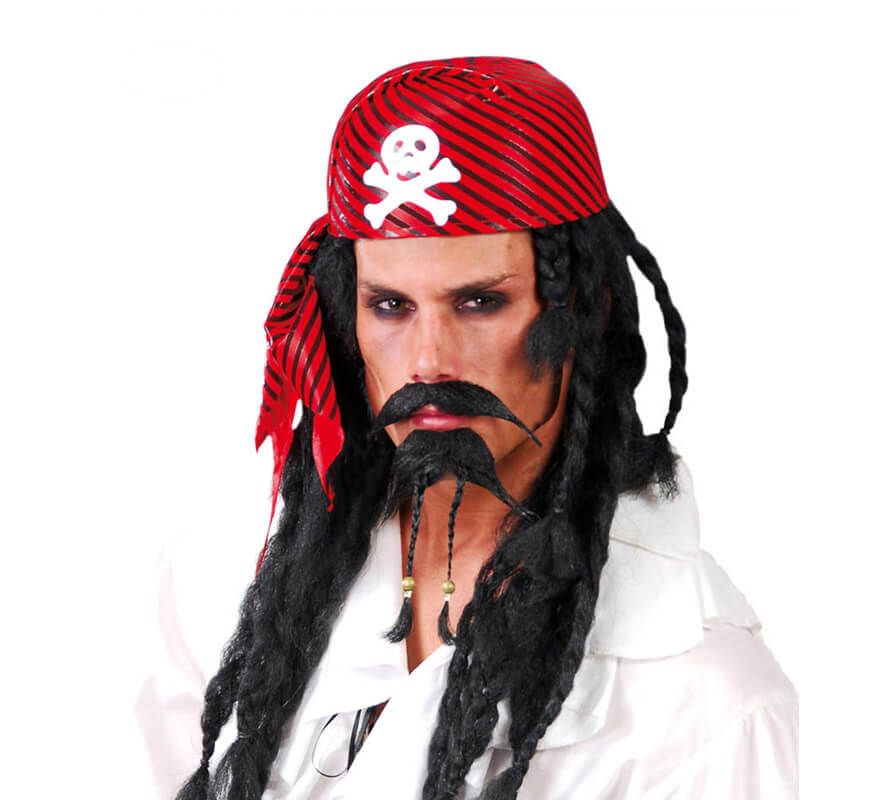 Sombrero Pirata Bandana De Tela Negro Disfraz Calavera X1