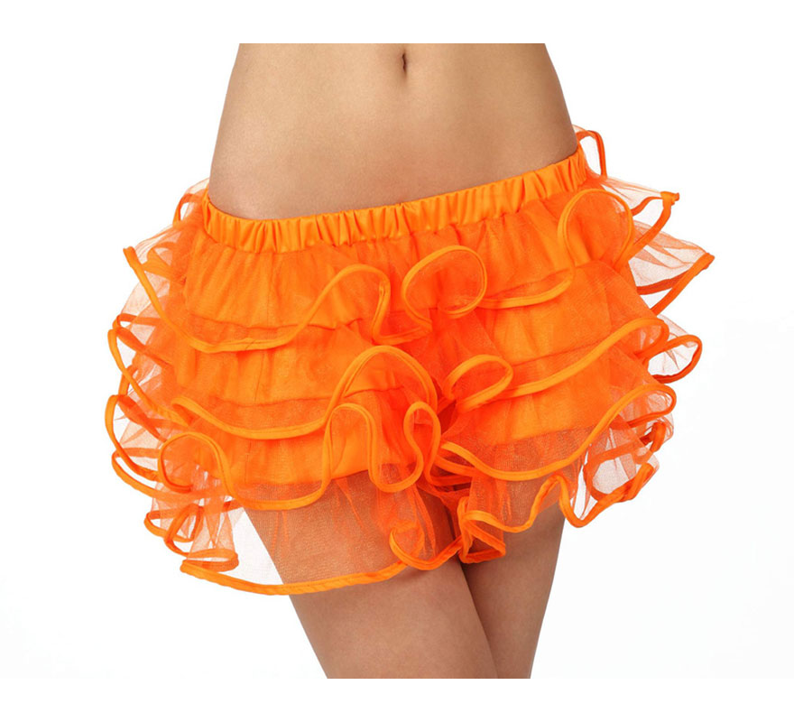 Falda con volantes naranja neon para chicas talla S