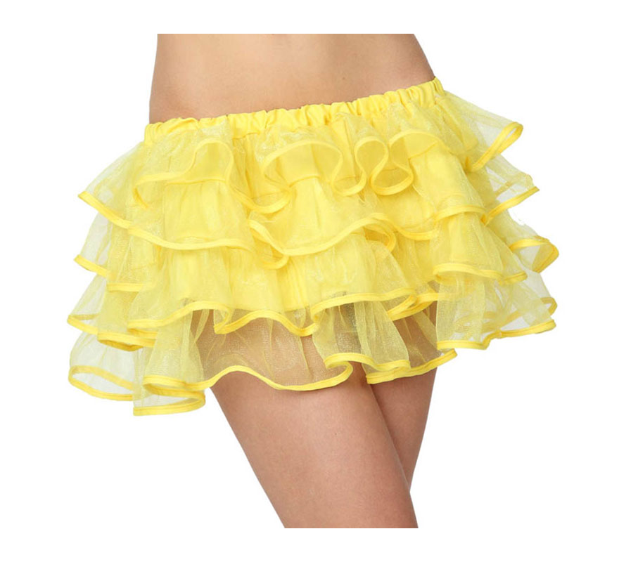 Falda con volantes amarilla neon para chicas
