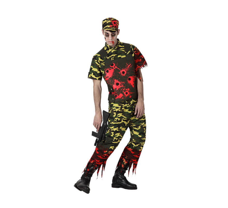 Demon Play exótico Estallar Disfraz de Militar Zombie para hombre
