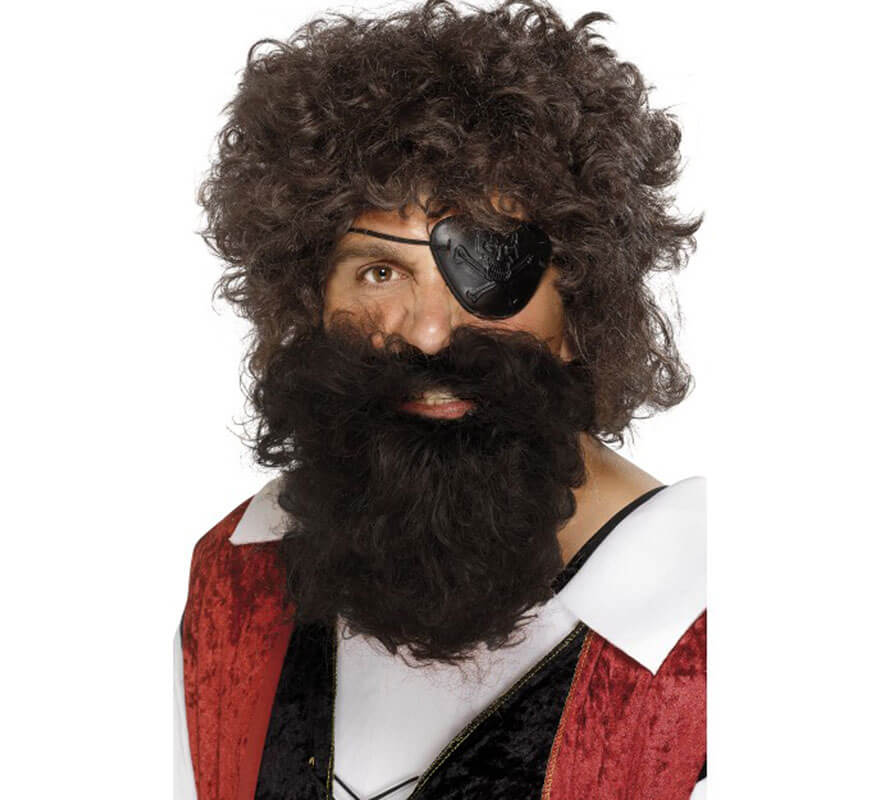 Barba y bigote negro con adhesivo - Happy Party Stores.com
