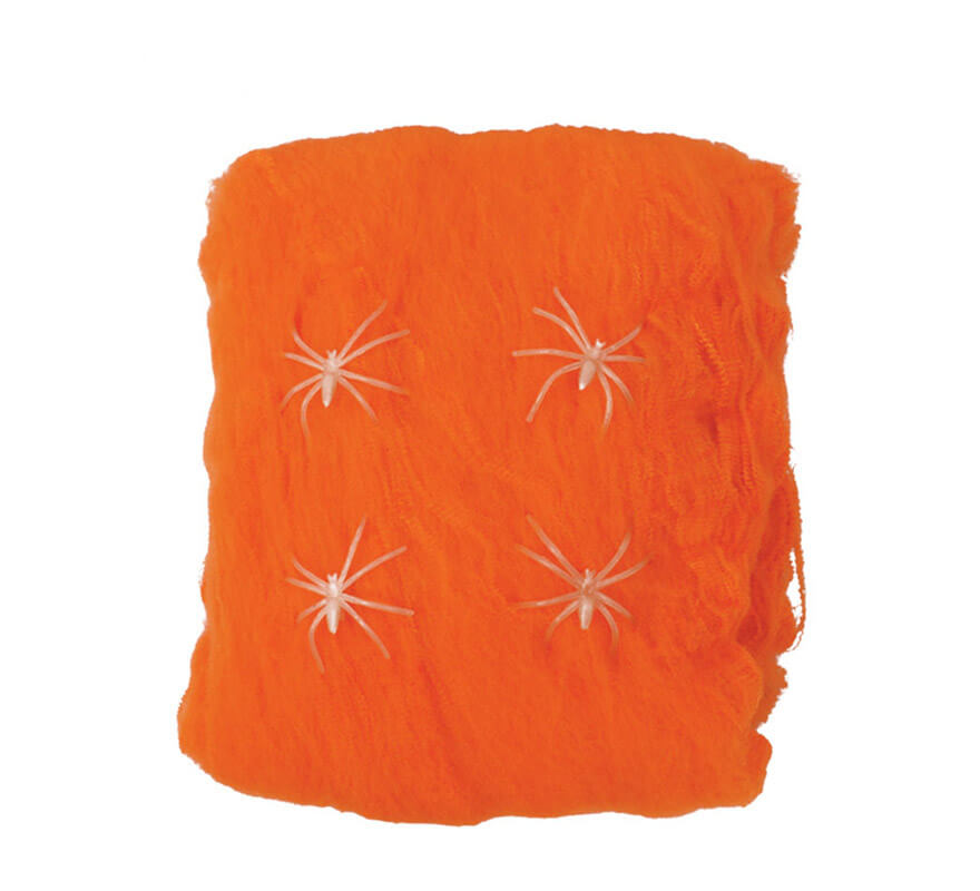 Telaraña naranja 60 gr. para decoración Halloween